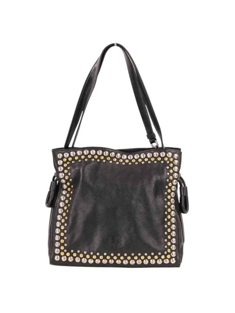 Loewe Flamenco Studs Leather Shoulder Bag Black